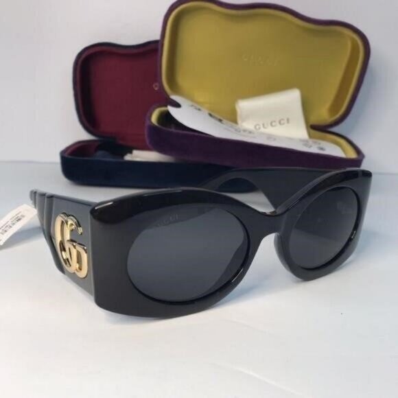 New- 💯 Original  Gucci GG0810S 001 Oval Quilted Thick Rim sunglasse - Picture 5 of 14